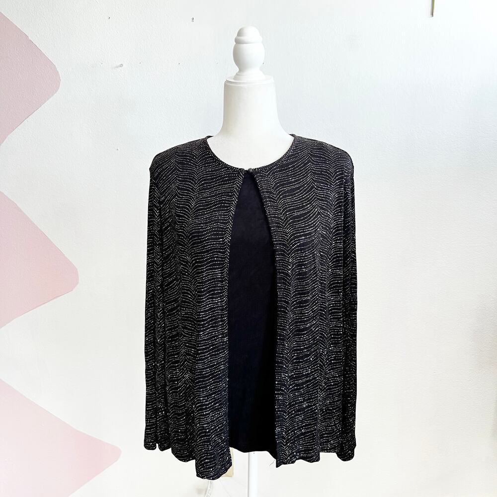 Vintage Glittery 2fer Long Sleeve Top 90s Retro Grunge Layered Whimsigoth Medium